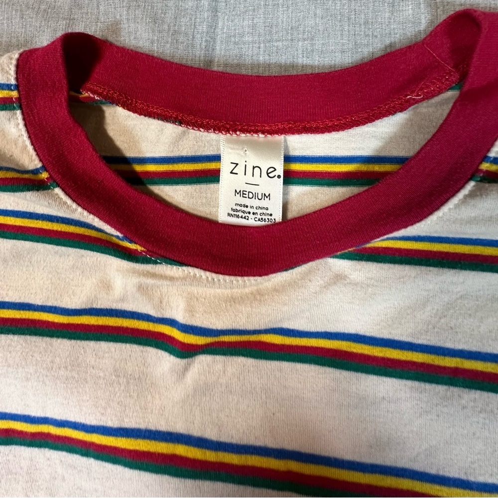 Zine Clothing Multicolor Striped Tee with Red Collar - Picture 3 of 7